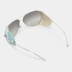 Pre Owned Giorgio Armani Grey/Silver AR6005-B-Z Sequins Embellished Aviator Sunglasses