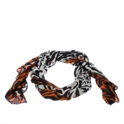 Pre Owned Giorgio Armani Multicolor Zebra Pattern Silk Scarf