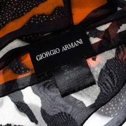 Pre Owned Giorgio Armani Multicolor Zebra Pattern Silk Scarf