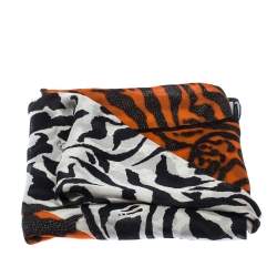 Pre Owned Giorgio Armani Multicolor Zebra Pattern Silk Scarf