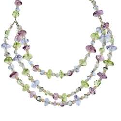 Pre Owned Giorgio Armani Multicolor Glass Beaded Multi Strand Necklace