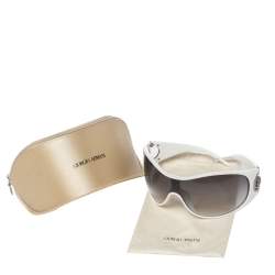 Pre Owned Giorgio Armani Silver/White GA340/S Shield Sunglasses