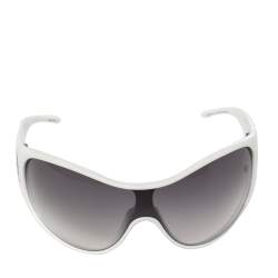 Pre Owned Giorgio Armani Silver/White GA340/S Shield Sunglasses