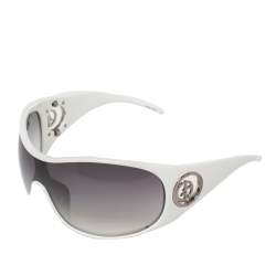 Pre Owned Giorgio Armani Silver/White GA340/S Shield Sunglasses