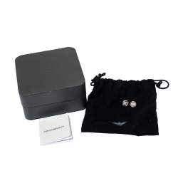 Pre Owned Giorgio Armani Rose Gold Tone Mother of Pearl Inlay Stud Earrings