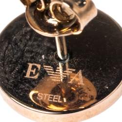 Pre Owned Giorgio Armani Rose Gold Tone Mother of Pearl Inlay Stud Earrings