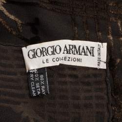 Pre Owned Giorgio Armani Le Collezioni Dark Green Floral Check Devore Scarf