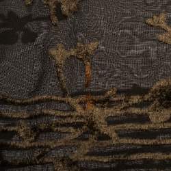 Pre Owned Giorgio Armani Le Collezioni Dark Green Floral Check Devore Scarf