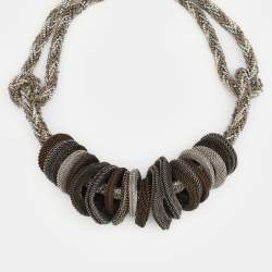 Giorgio Armani Three Tone Bead & Mesh Toggle Necklace