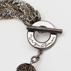 Giorgio Armani Three Tone Bead & Mesh Toggle Necklace