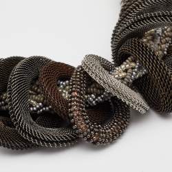 Giorgio Armani Three Tone Bead & Mesh Toggle Necklace