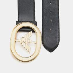 Pre Owned Giorgio Armani Black Leather Belt 95CM