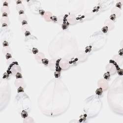 Pre Owned Giorgio Armani Multicolour Glass Beads & Quartz Multi Strand Necklace