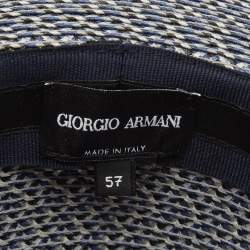 Pre Owned Giorgio Armani Blue/White Fedora Hat