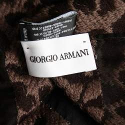 Giorgio Armani Brown Paneled Jacquard Wool & Silk Stole
