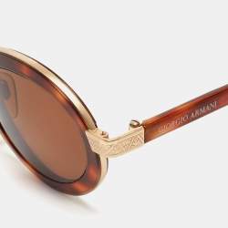 Pre Owned Giorgio Armani Brown Tortoise 631 890 Oval Sunglasses