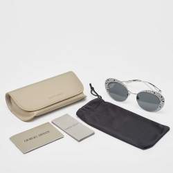 Giorgio Armani Grey/Silver Embellished AR6079 Round Sunglasses