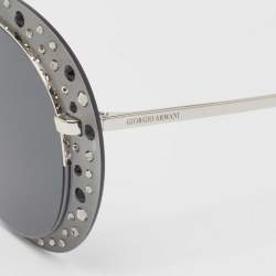 Giorgio Armani Grey/Silver Embellished AR6079 Round Sunglasses