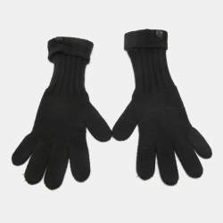Pre Owned Giorgio Armani Black Cashmere Knit Gloves M
