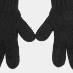 Pre Owned Giorgio Armani Black Cashmere Knit Gloves M