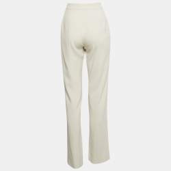 Giorgio Armani Cream Stretch Crepe High-Rise Trousers M