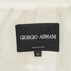 Pre Owned Giorgio Armani Cream Textured Cotton Blend Single Breasted Blazer L
