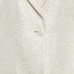 Pre Owned Giorgio Armani Cream Textured Cotton Blend Single Breasted Blazer L