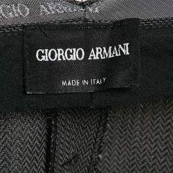 Giorgio Armani Grey Herringbone Pleated Trousers S