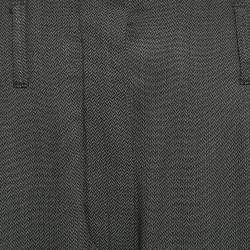 Giorgio Armani Grey Herringbone Pleated Trousers S