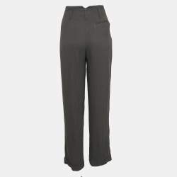 Giorgio Armani Grey Herringbone Pleated Trousers S