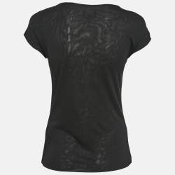 Pre Owned Giorgio Armani Black Rhinestone Embellished Jersey T-Shirt M