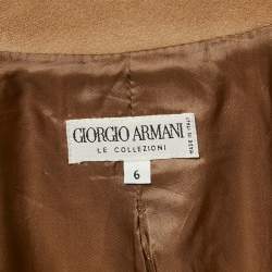 Giorgio Armani Beige Felt Wool Double Breasted Coat M