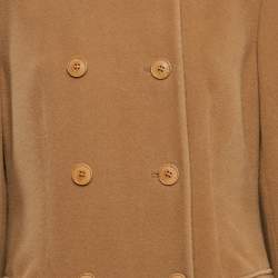 Giorgio Armani Beige Felt Wool Double Breasted Coat M