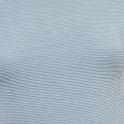 Giorgio Armani Blue Stripe Textured Jersey Short Sleeve Top M