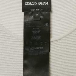 Giorgio Armani Grey Knit Links-Stitch Viscose Short Sleeve Jumper M