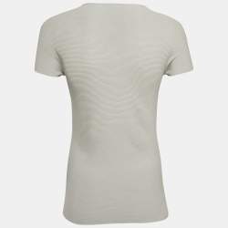 Giorgio Armani Grey Knit Links-Stitch Viscose Short Sleeve Jumper M