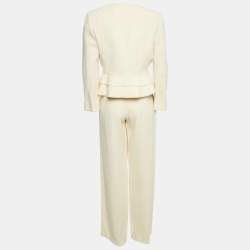 Pre Owned Giorgio Armani Cream Virgin Wool Pantsuit M