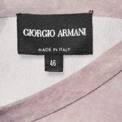 Giorgio Armani Pink/Purple Printed Silk Open Back Blouse L  