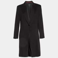 Giorgio Armani Black Cashmere Single Breasted Coat L