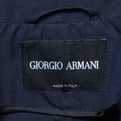 Pre Owned Giorgio Armani Navy Blue Cotton Blend Mid-Length Coat M