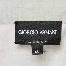 Giorgio Armani Grey Dog Pattern Dobby Cotton Button Front Shirt L