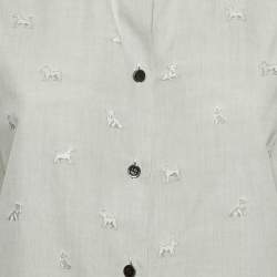 Giorgio Armani Grey Dog Pattern Dobby Cotton Button Front Shirt L