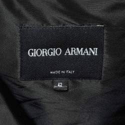 Giorgio Armani Black Silk Zip - Up Coat M