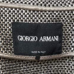 Giorgio Armani Grey/Black Basket Weave Zip-Up Overcoat M