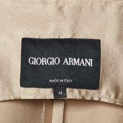 Pre Owned Giorgio Armani Metallic Satin Belted Trench Coat M