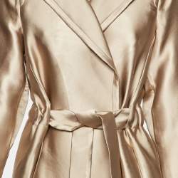 Pre Owned Giorgio Armani Metallic Satin Belted Trench Coat M