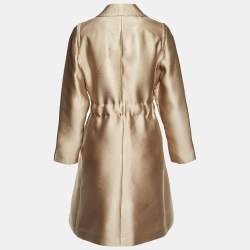 Pre Owned Giorgio Armani Metallic Satin Belted Trench Coat M