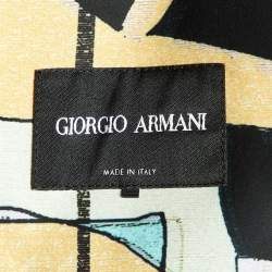 Pre Owned Giorgio Armani Black Laser Cut Work Detail Hooded Overcoat L