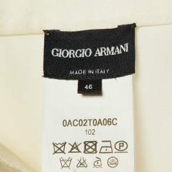 Pre Owned Giorgio Armani Cream Silk Double Cuff Blouse L