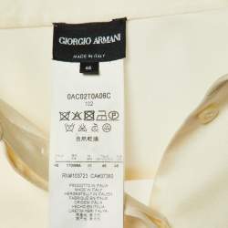 Pre Owned Giorgio Armani Cream Silk Double Cuff Blouse L